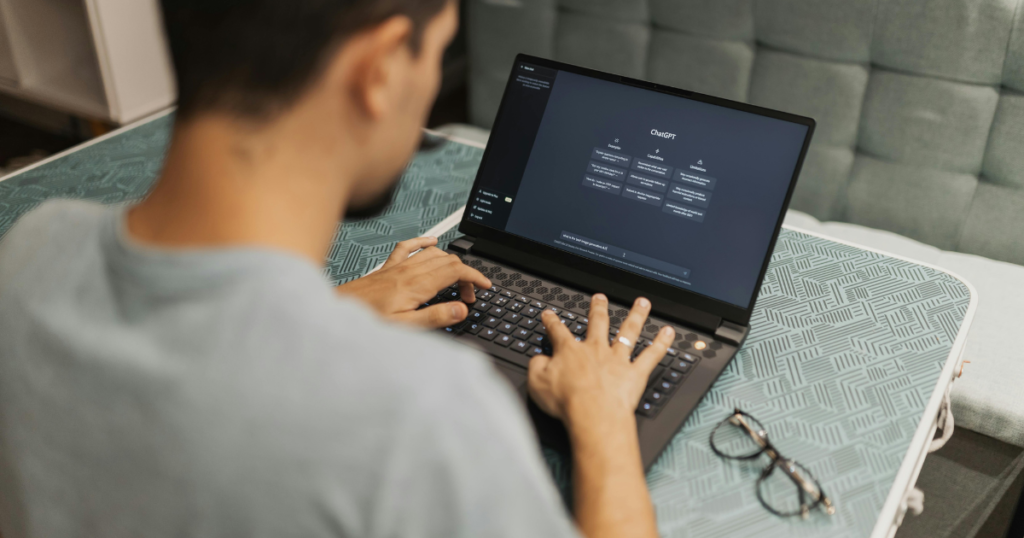 AI Writing Tools This image shows the concentration of a person using AI.