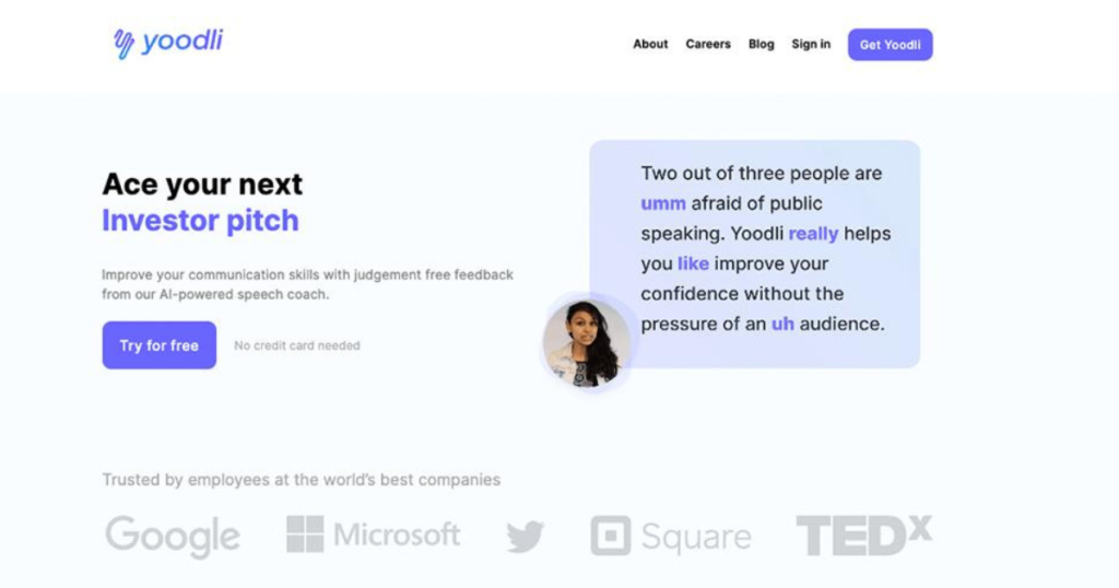 This image shows the Yoodli tool working.