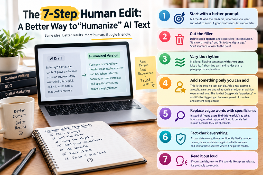 7 step human edit infographic