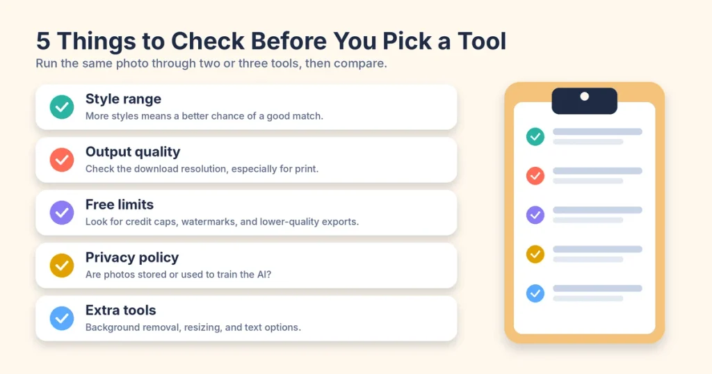 photo to cartoon tool checklist